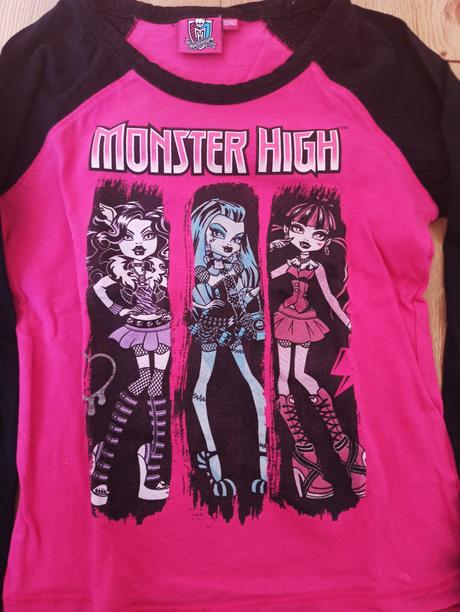 2x triko s dlouhým rukávem- monster high, 128