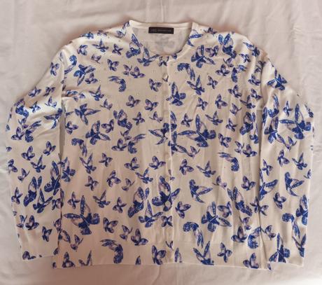 Bílý svetr s motýlky na knoflíky m&s, marks & spencer,42