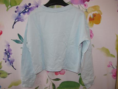 Bavlněná sv. modrá crop top mikina, h&m,146