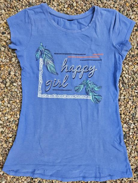 N86	dívčí triko s kr. rukávem happy vel. 152, 152