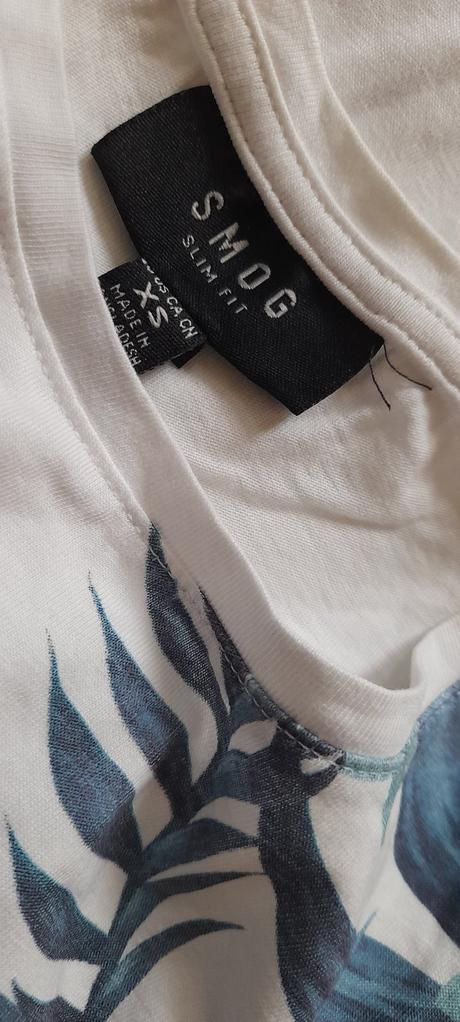 Smog bílé bavlněné tričko s tropickým motivem, xs