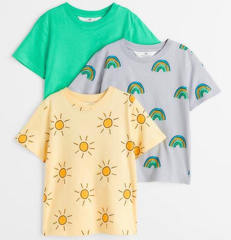 3-pack dětská trička h&m sada sluníčka / duhy, h&m,122 / 128