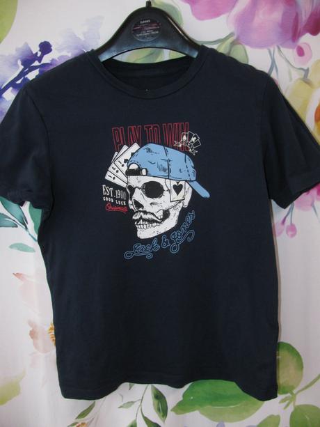 Modré bavlněné tričko s frajerským obrázkem, 140