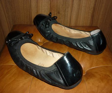 Černé celokožené balerínky geox respira, geox,39