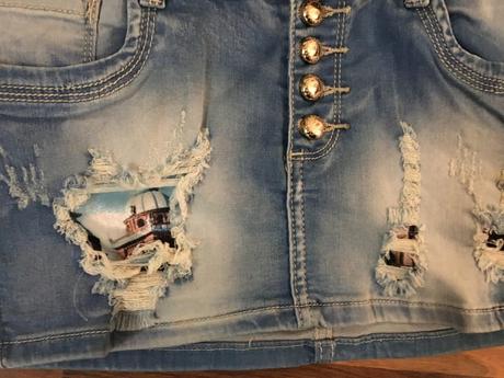 Drbaná jeans minisukně s páskem, vel xs/s,, s