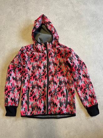 Bunda softshell fantom - růžový maskáč vel 146, 146
