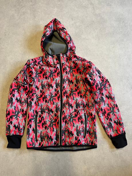 Bunda softshell fantom - růžový maskáč vel 146, 146