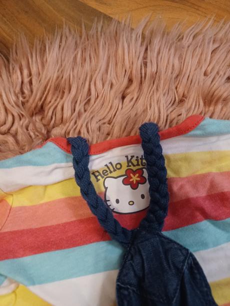 Džínové laclové šortky hello kitty 68/74, c&a,68