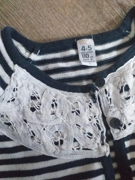 Svetříček pruhovaný s krajkou, h&m,110