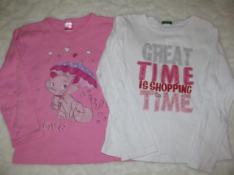 2x tričko s dlouhým rukávem, benetton,128