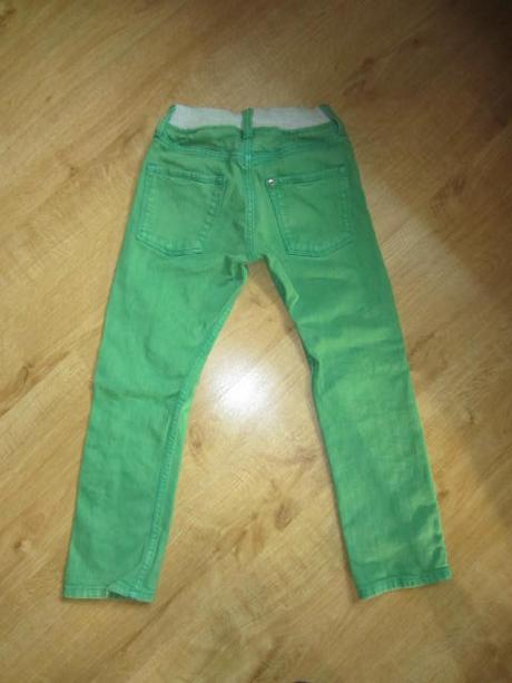 Zelenkavé džíny, rifle, slim s pružným pasem, h&m,116