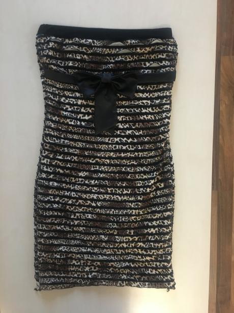 Leopardí minišaty s mašlí, vel s/m, feierli, s