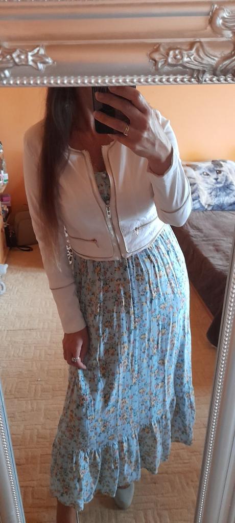 Květinové dlouhé šaty s páskem, l