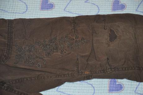 128 134 lehce oteplené hnědé plátěné kalhoty, h&m,128