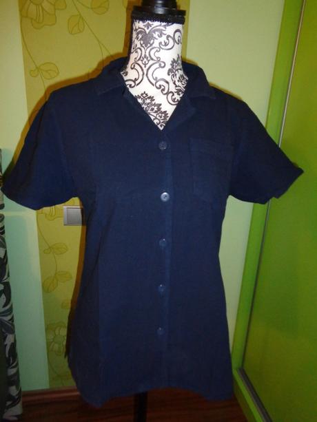 Tmavomodrá bavlněná propínací košile, s