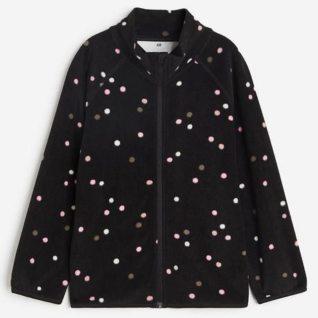 Fleecová puntíkovaná mikina h&m černá vel. 122/128, h&m,122 / 128