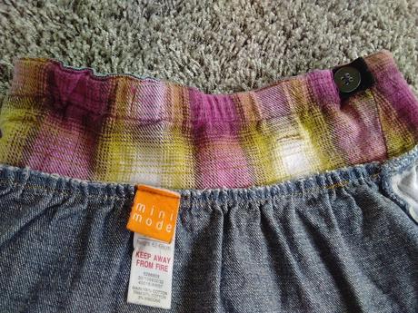 Riflová / jeans sukně/ sukýnka s výšivkou, mini mode,74