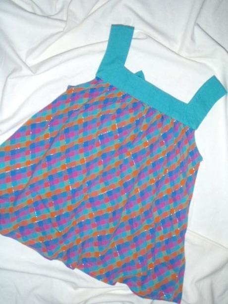 Lehounký vzdušný tyrkysový káro topík, h&m,122