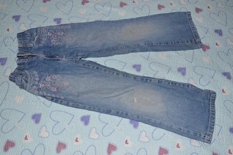 Džíny, rifle s výšivkou a flitry, široké, topolino,122