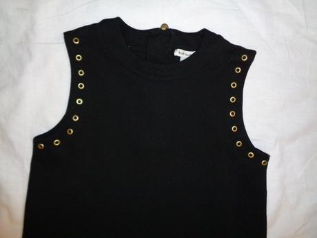 Luxusní silnější černé áčkové šaty - kovové prvky, river island,152