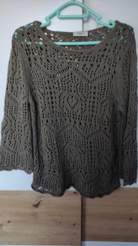 Svetr  děrovaný dámský vel.m, papaya,m