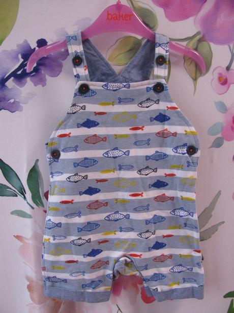 Letní bavlněné kraťasy s laclem s rybičkami, 74