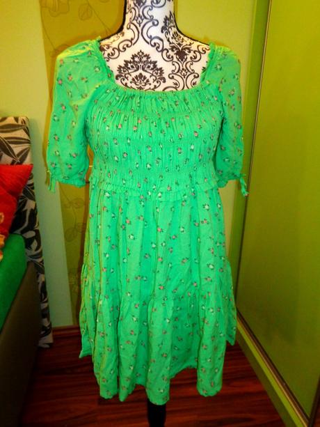 Nádherné zelené květované volánové šaty, next,s
