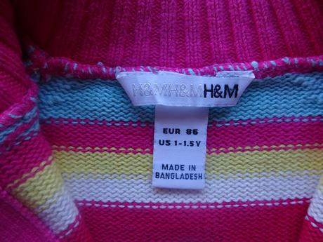 Svetr s proužky na zip, vel. 86, h&m,86