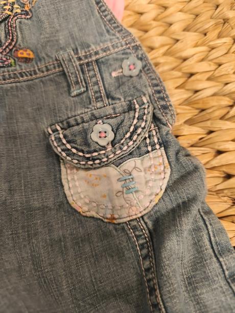 Džínové lacláče s kočičkou + tričko s melounem, marks & spencer,74