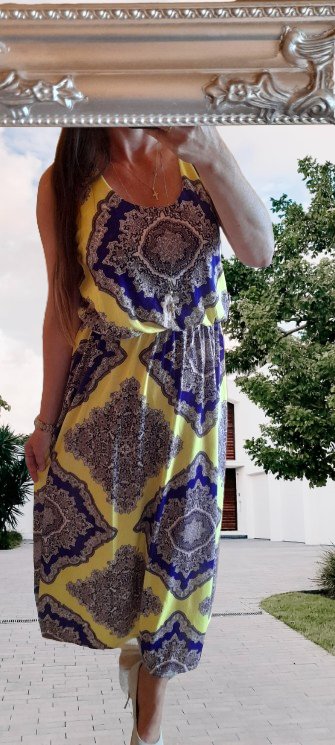 Boohoo pestré maxi šaty s vykrojenými zády, 42