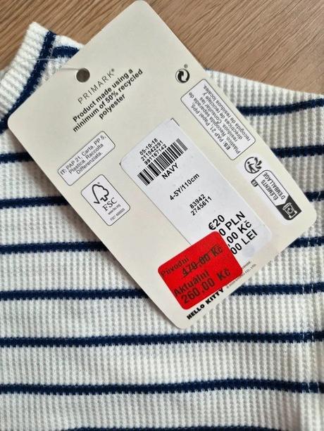 Nový komplet hello kitty, vel. 104/110, primark,104