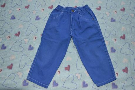 Modré bavlněné plátěné kalhoty, texbasic,98
