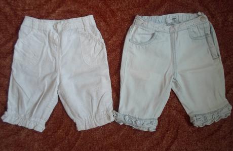 Bílé kalhoty rifle džíny kraťasy plátěné 3/4, h&m,98