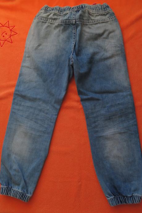 Rifle s růžovou šňůrkou na stažení, denim,116