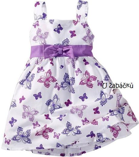 Motýlkové šaty bílé / fialové vel. 116, bonprix,116