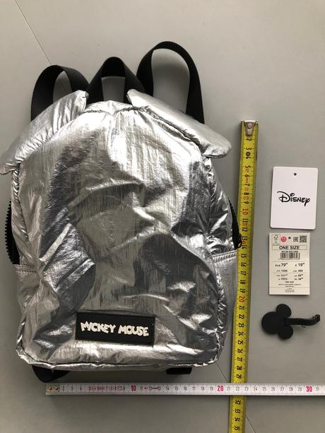 Batoh mickey mouse disney šedá stříbrná uši kapsy, reserved