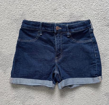 Džínové kraťasy tmavé hm, vel. 140, h&m,140