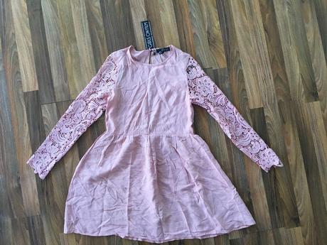 Nové růžové šaty s krajkou, s vadou, vel s/m, girl, m / s