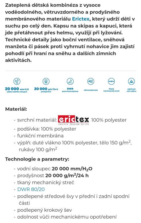 Kombinéza ostyle 6let, 122