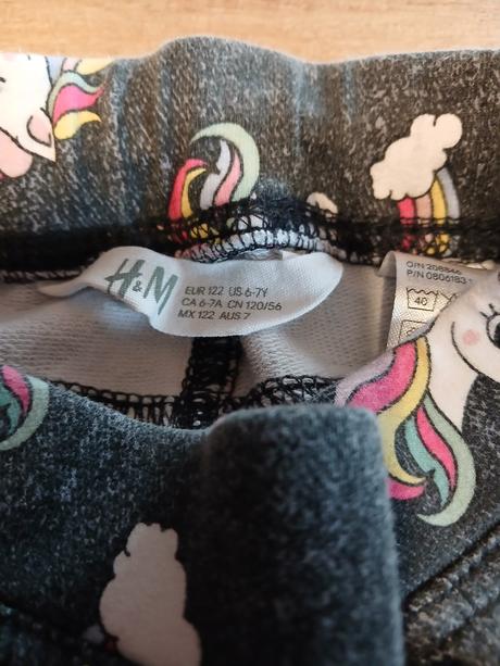 Kalhoty/džegíny jednorožec hm vel. 110/116/122, h&m,116