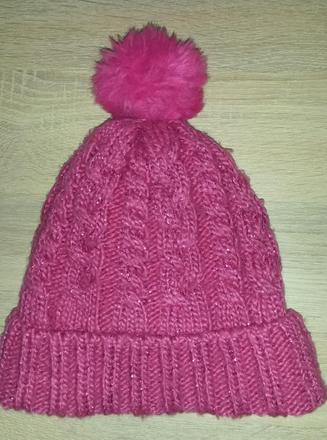 Růžová čepice s bambulí vel. 110-128, h&m