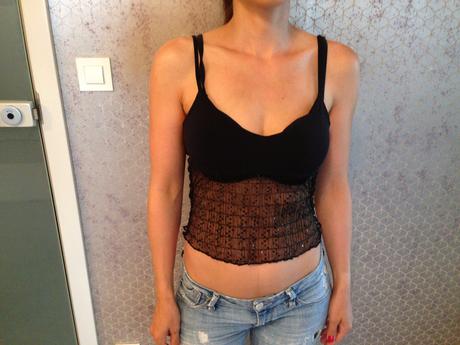 Černý sexy top s flitry průsvitný vel. s terranova, terranova,s