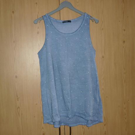 Dámské modré tílko s kamínky takko fashion, takko,s