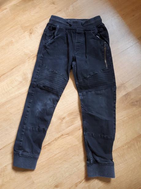 Bezva džíny rifle s pružný pasem v super barvičce, h&m,146