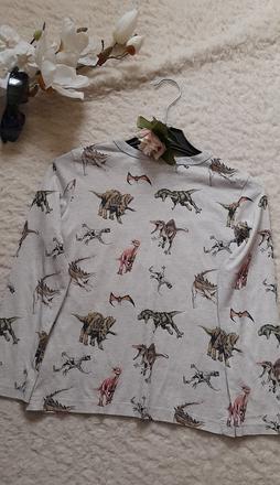 Melírové dinosauří tričko s dlouhým rukávem, h&m,128