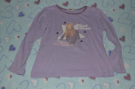 Fialkové bavlněné triko dl.rukáv hannah montana, disney,122