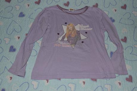 Fialkové bavlněné triko dl.rukáv hannah montana, disney,122
