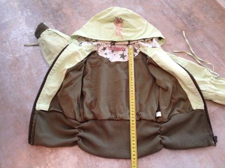 Limetková jarní bunda 98-104 cm kapuce výšivky, 104
