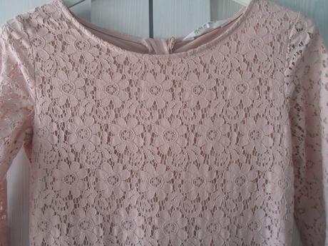 Růžové krajkové šaty šatičky, h&m,158