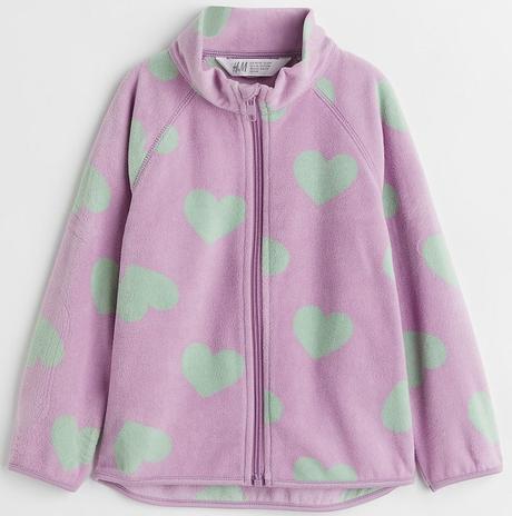 Fleecová srdíčková mikina h&m fialová vel. 110/116, h&m,110 / 116